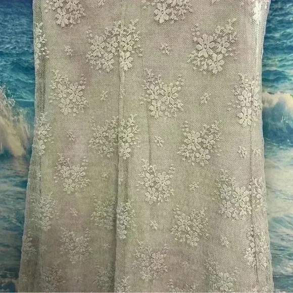 Lace Topper Brand Off-White Light Gray Floral Short Dress - Picture 9 of 10